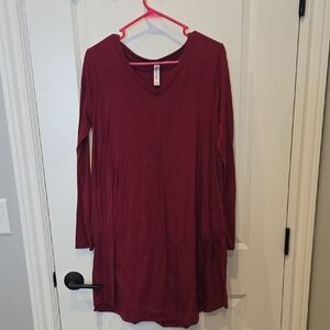 Zenana Outfitters Deep Red Long Sleeve Dress